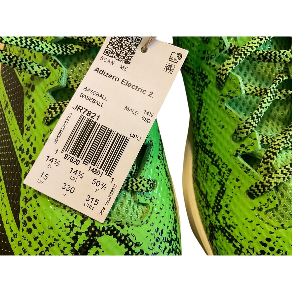 Adidas Adizero Electric 2. Baseball Cleats Mens 15 Green New Low JR7821 - Picture 6 of 6